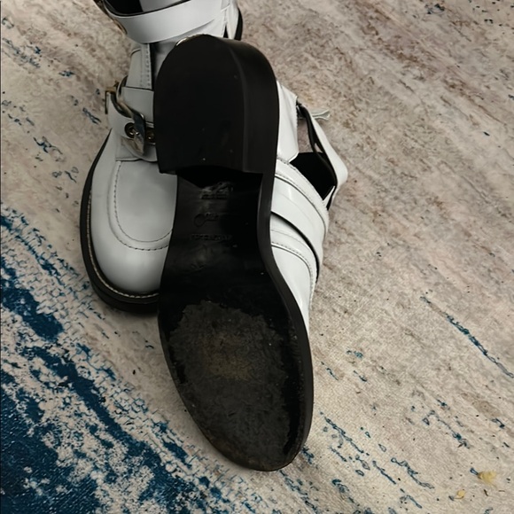 Balenciaga White Combat Boots with Gold Accents - Picture 6 of 11